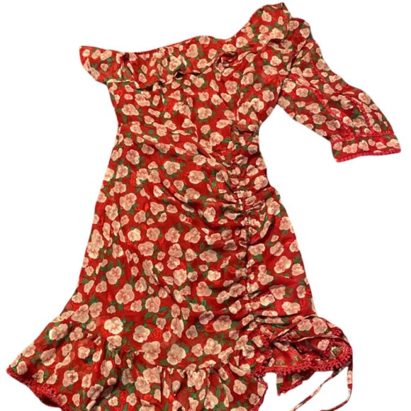 Dark Pink One Shoulder Ruched Side Mini Dress - Picture 5 of 7